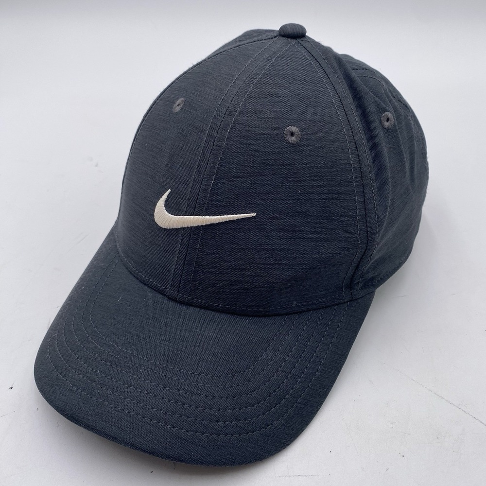 Nike Golf Hat Club Cap Drifit  Charcoal Strapback Gray Black OSFM Cleaned M/L